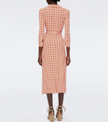 Diane Von Furstenberg 3/4 Sleeve Wrap Dress Collar Midi Dress for Women - Picture 3 of 8