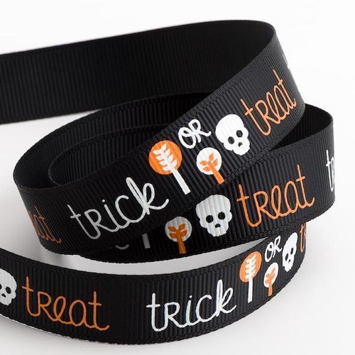 HALLOWEEN SPOOKY BOO! BAT GHOST WEB etc Grosgrain Ribbon - 9mm / 16mm - 5m reel - Picture 39 of 45