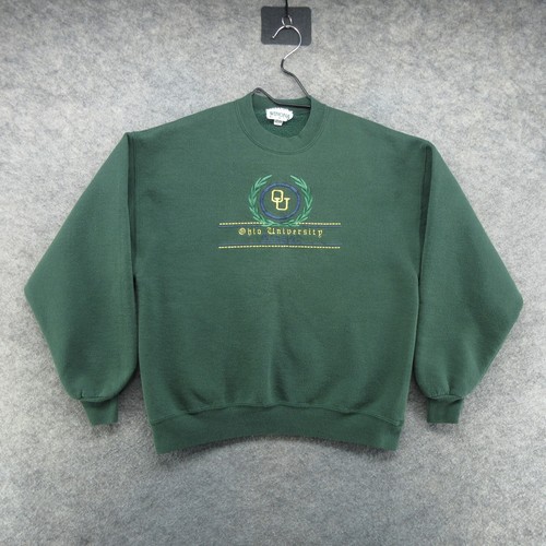 VTG Ohio Bobcats Sweatshirt Mens Large Green OU University Alumni Crew Neck 90s