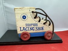 Vintage Wooden Lacing Shoe Childhood Interests Toys