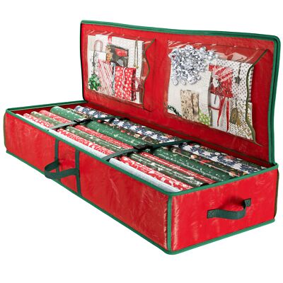Heavy Duty Wrapping Paper Organizer Storage Bag Red - Christmas Storage Organ...