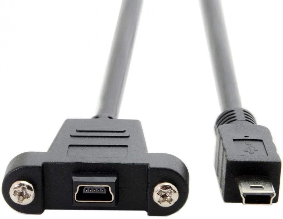 Mini USB Male to Female Panel Mount Extension Cable With Screws - 0.3m - Image 2 of 4