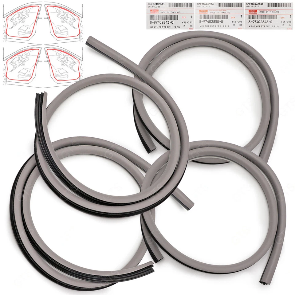 Fits Isuzu D-Max Dmax 2003 08 10 Set 4Dr Opening Door Rubber Weatherstrip Seal - Image 2 of 4