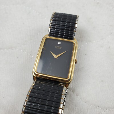 時計 Seiko tank 7430 vintage RARE VINTAGE SEIKO TANK QUARTZ 7430-5739 BLACK TONE MEN'S WATCH