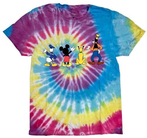 Disney Mickey Mouse and Friends Goofy Donald Pluto Men's Tie Dye T-Shirt