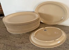 Lot of 14 Thunder Group NSF NuStone NS515T  Tan Melamine Oval Serving Plater 13"
