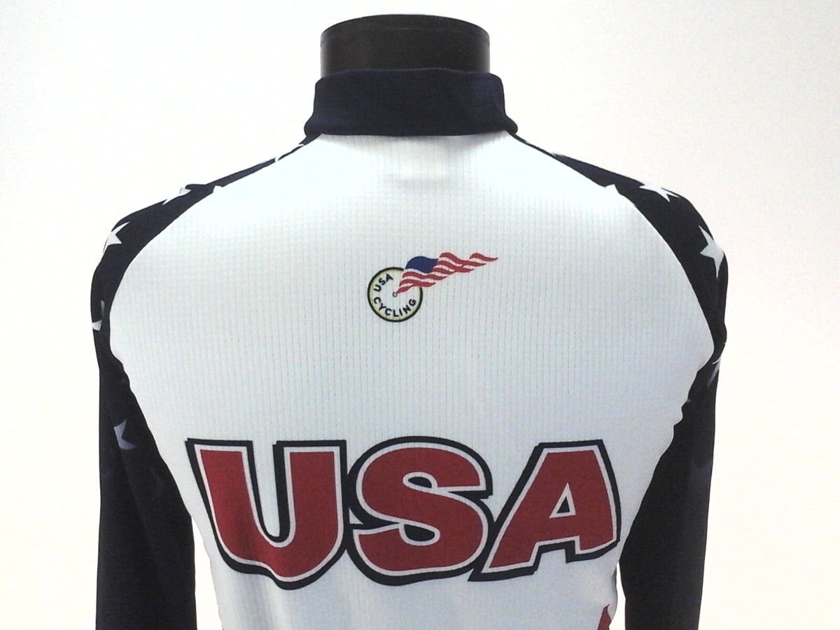 Voler USA Club Raglan Maillot de Cyclisme 3/4 Zip Homme S Bleu Blanc