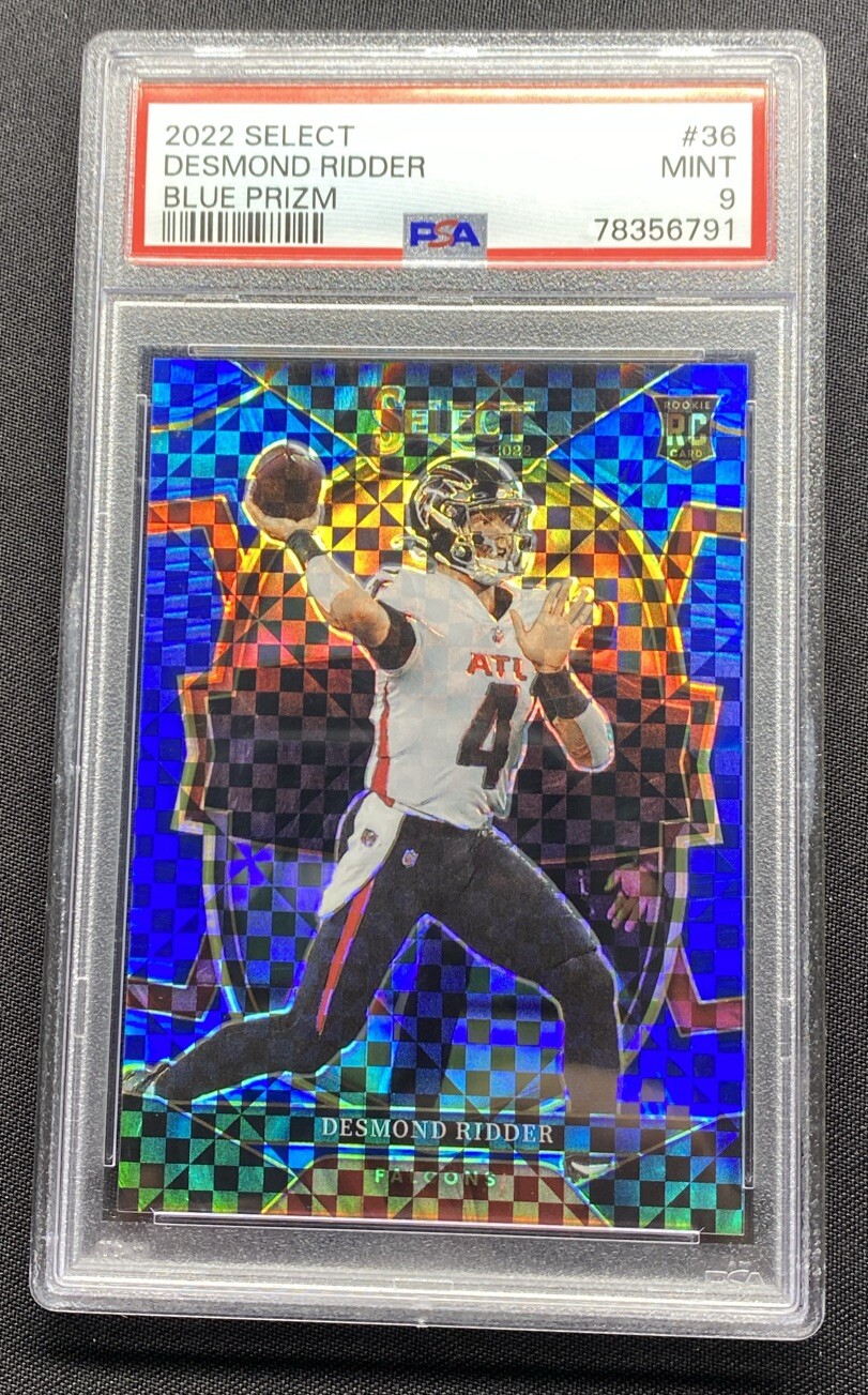 2022 Select Football RC Blue Prizm Concourse Desmond Ridder /199 #36 PSA 9