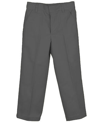 Boys Charcoal Gray Pants E53606 Genuine Flat Front School Uniforms Sizes 4  to 20 | eBay