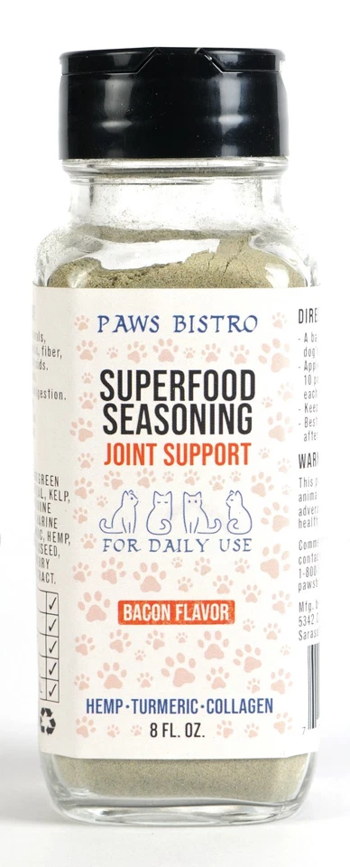 Cat Food Seasoning 8 oz Joint Support Hemp Supplement Paws Bistro Raw Feeding