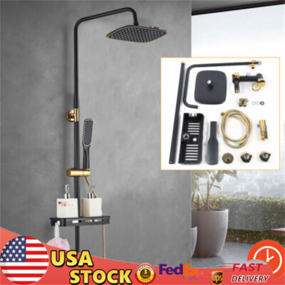 Exposed Shower Faucet System Rain Shower Head Combo 3Function Shower Fixture Set