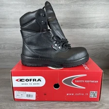COFRA Leather Work Boots - US ROAD Treadless Asphalt Footwear Size 10 Wide Black