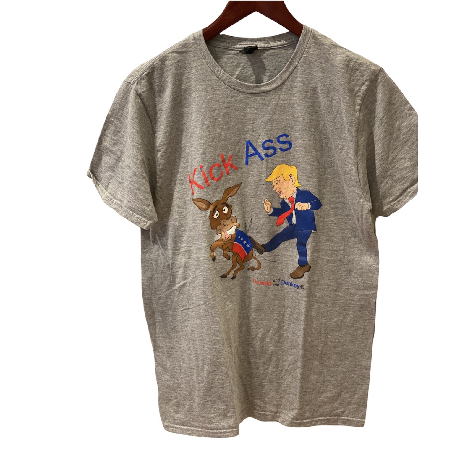 Trump President Run Election Republican Democrat Funny Gray Mens M 2024