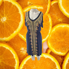 Forever 21 Blue Dress with Design Patterns Down the Center Size S