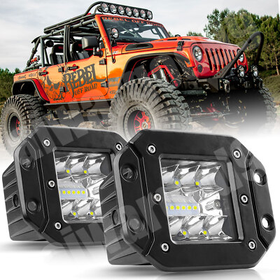 2X 5'' Flush Mount LED Work Light Rear Bumper Reverse Pods Offroad Truck Driving