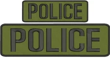  "Police" embroidery patch 3x10 and 2x6 inches hook OD green