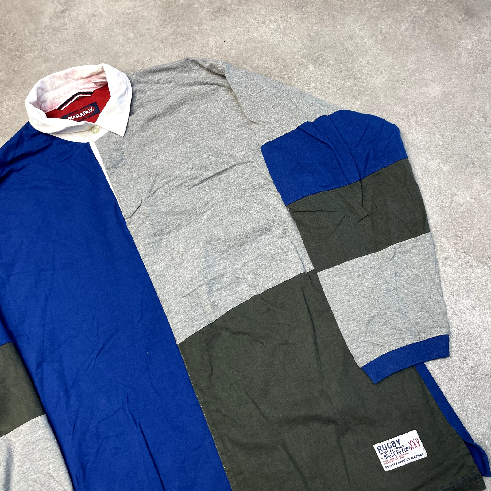 Rugby Polo Shirt Mens USA 90s Vintage Top, Blue, XL image 3