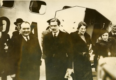 Belgien Brüssel Besuch von Anthony Eden Evere Flugplatz altes Pressefoto 1937