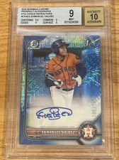 ENMANUEL VALDEZ 2022 BOWMAN CHROME BLUE MOJO REFRACTOR AUTO #100/150 BGS 9/10