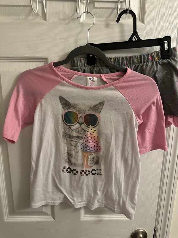 Lola Sleepwear XL 14/16 Pajamas Sleepwear PJs Cat Icecream Girls 2 Piece Set