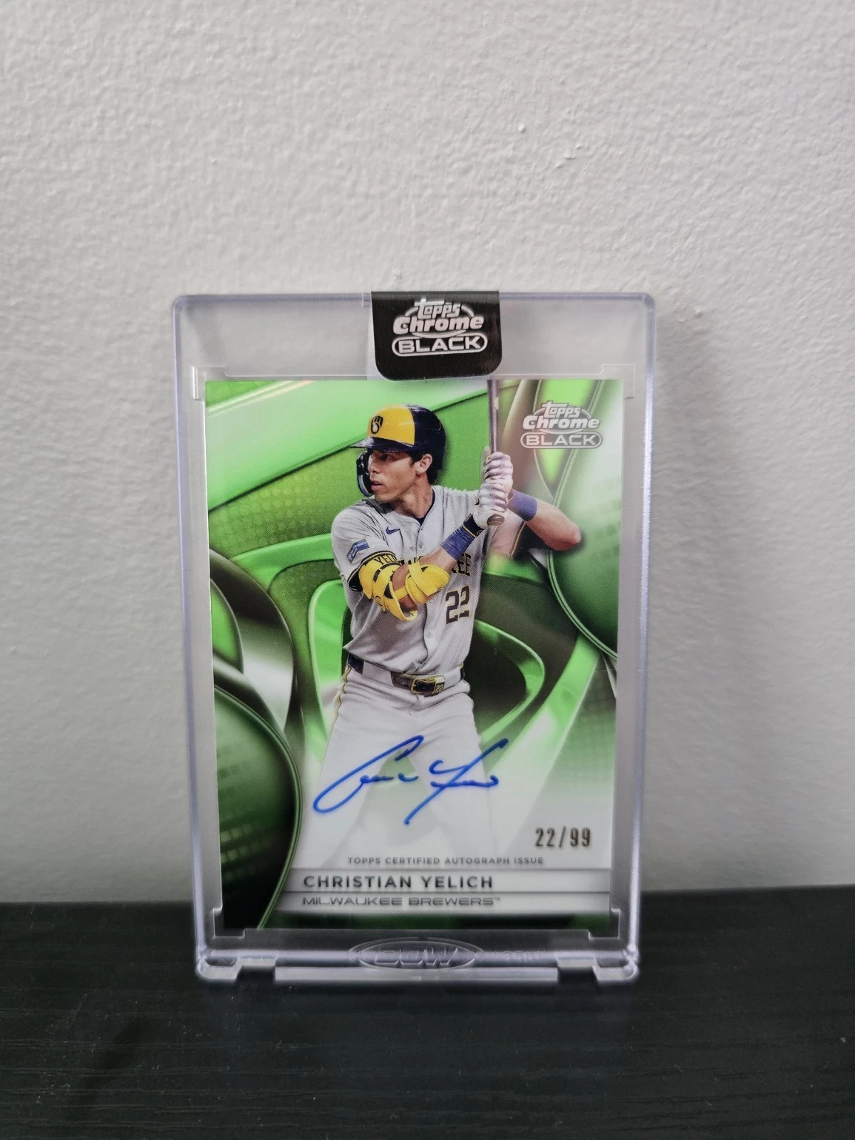 2025 Topps Chrome Black Christian Yelich #114 Green Refractor Auto /99