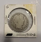 1908 DO 50C Barber Silver Half Dollar - Well circulated