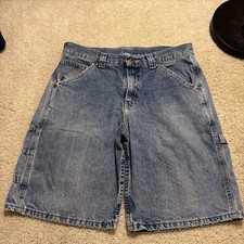 Vintage Lee Dungarees Shorts Men's 32x9 Carpenter Jorts Denim Light Distress