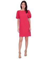 Vince Camuto Women Boat-Neck Signature Crepe eyelet puff Dress Pink Size 2 $148