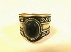 VTG Men's 925 Sterling Silver Blue Stone Ring Artisan Style Sz 7  8.92 g