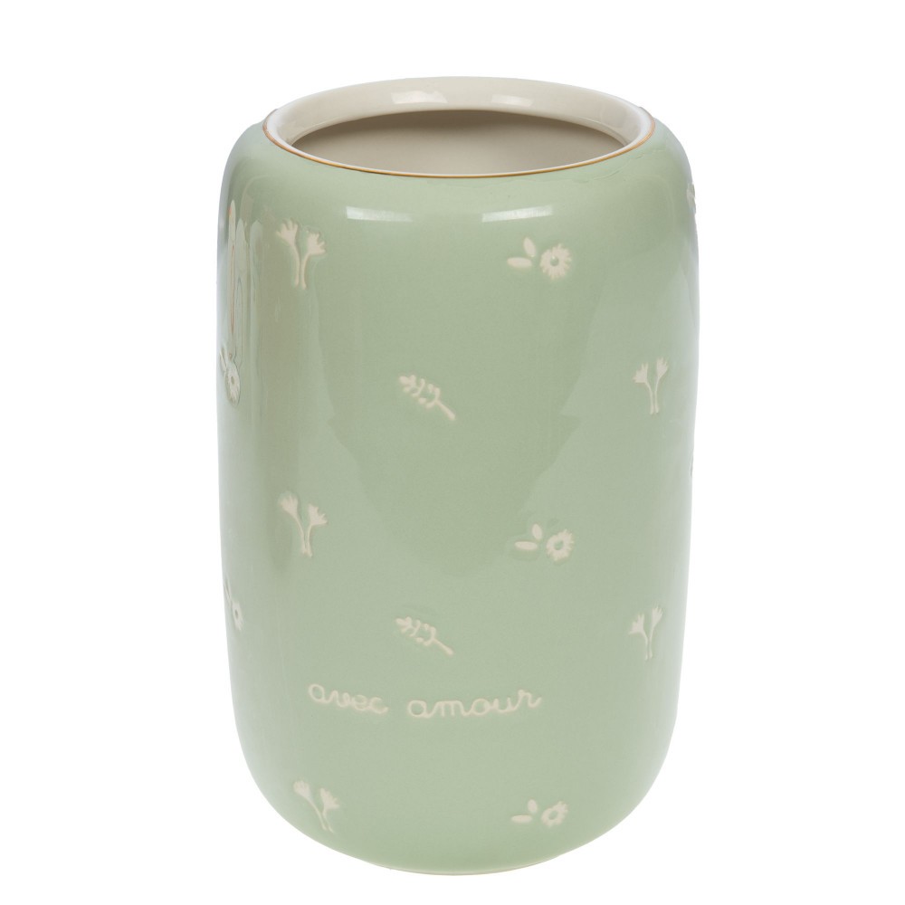 Vase Amour sauge céramique 15x15cm une idée cadeau d'anniversaire ou de crémaillère