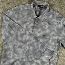 Emporio Armani Shirt Mens Large Gray Pattern Long Sleeve Dress Shirt Modern Fit