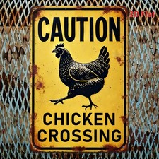 Caution Chicken Crossing Rustic for Farm Tin Metal Signs Home D cor 8x12