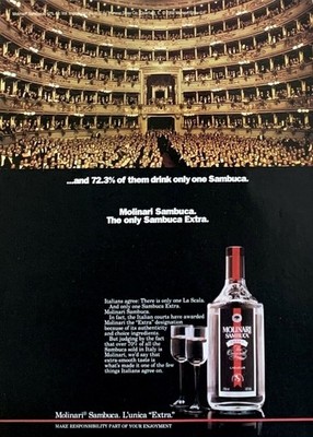 1992 MOLINARI SAMBUCA Liqueur Teatro La Scala, Milan Italy Photo PRINT AD
