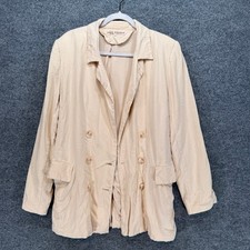 Free People Blazer Women Medium Cream Double Breasted Tie Back Lagenlook Boho