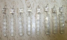 Lot of 8 Etched Crystal Chandelier Rectangle Bar Prisms 3" Pendant