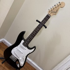 2008 Fender Squier Mini Stratocaster Electric Guitar Black 35" WORKS 