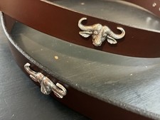 Brown Genuine Leather Belt with 4 Cape Buffalo Head Conchos Size 46