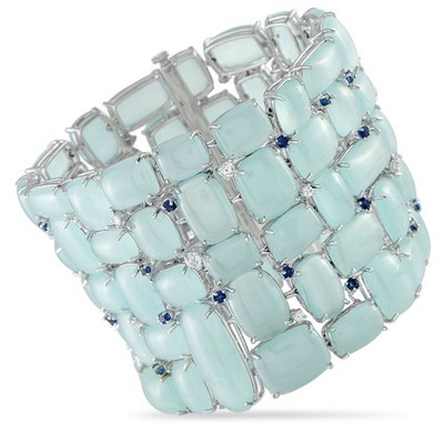 Sophia D 18K White Gold 0.85ct Diamond, Sapphire and Moonstone Bracelet SD15-07