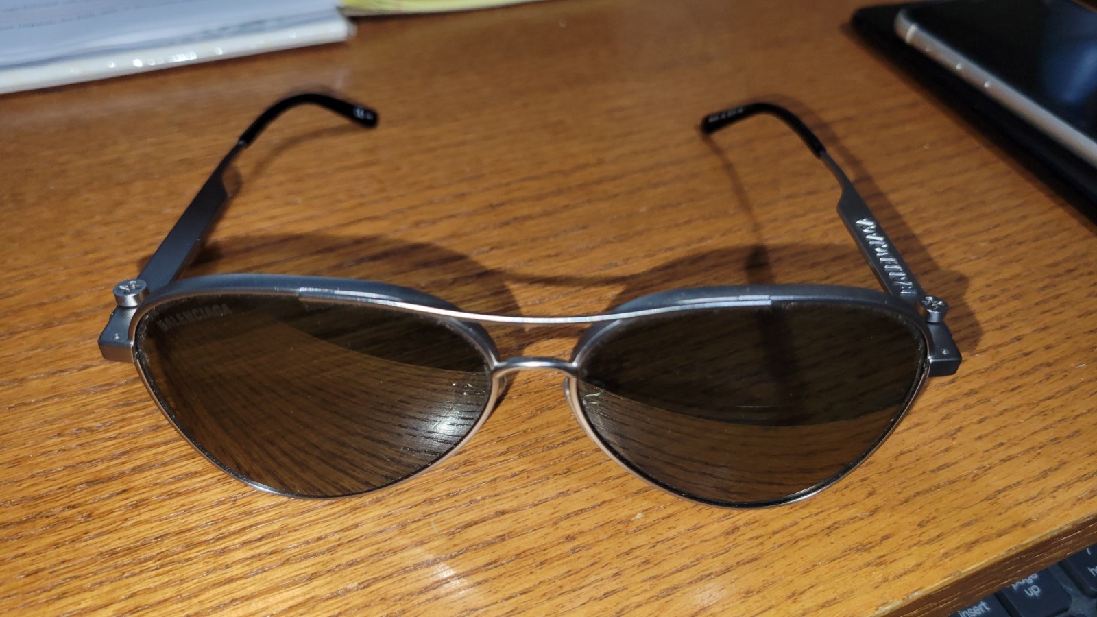 BALENCIAGA BB0167S 002 62mm Ruthenium Aviator Sunglasses Italy Unisex