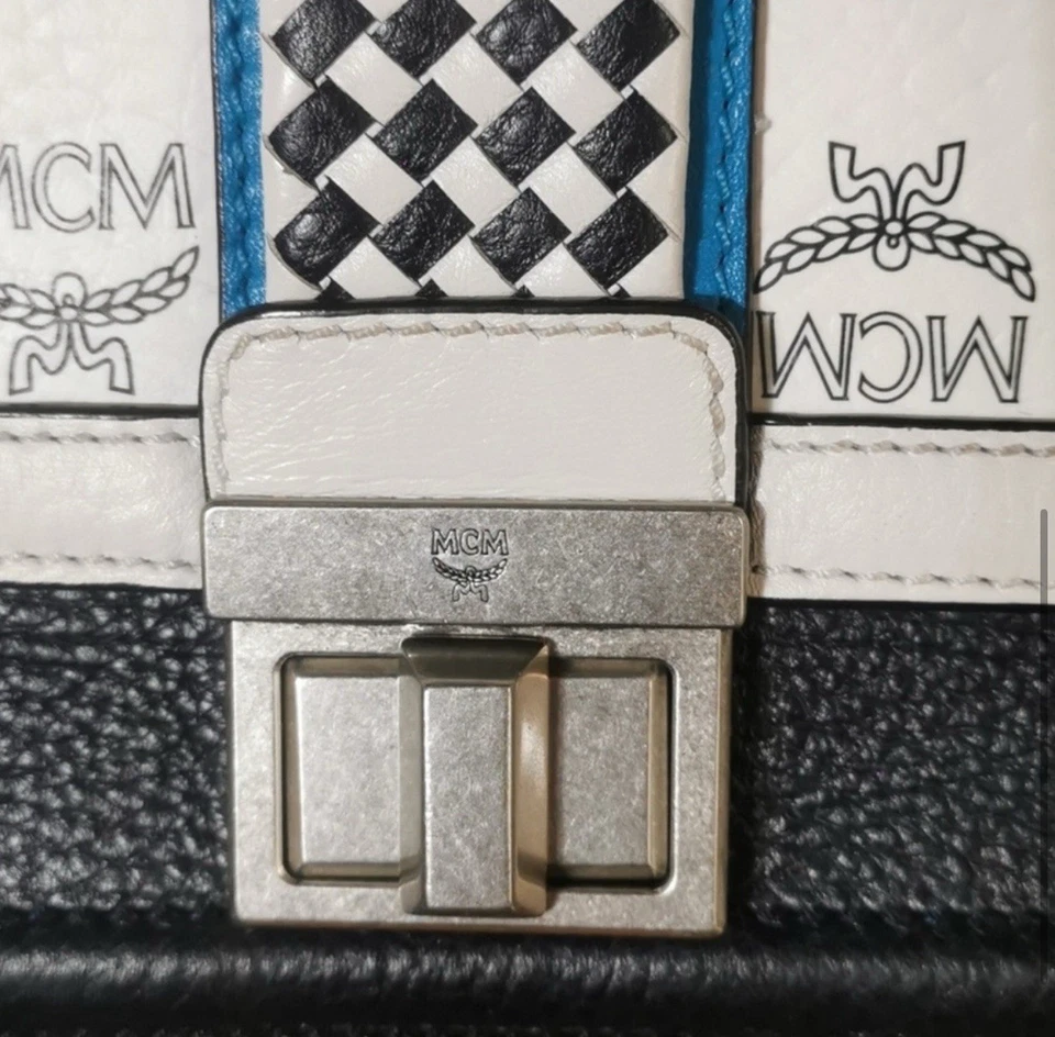 Authentic White MCM monogram messenger /Crossbody Bag - Image 3 of 4