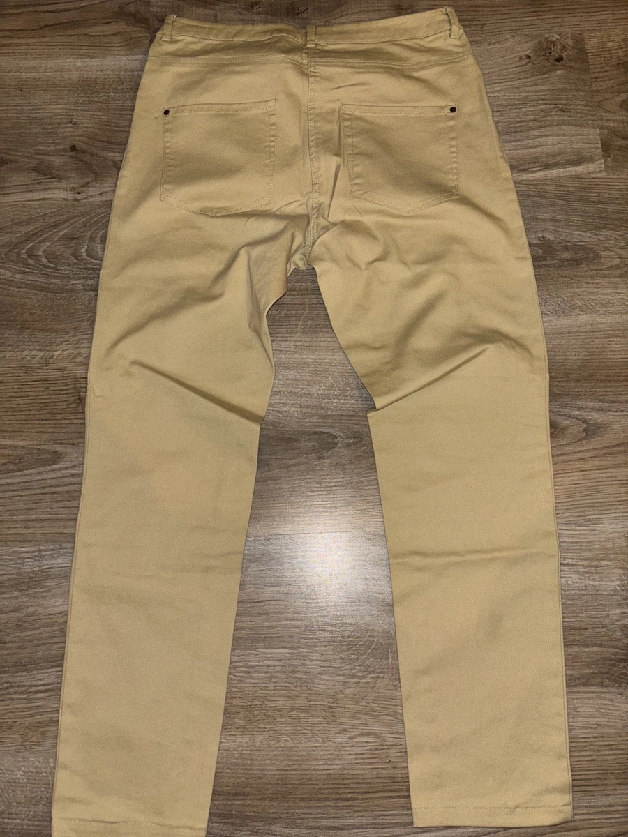 Pantalón Mujer H&M Estilo 5 Bolsillos Elástico Algodón Beige Arena Talla 38
