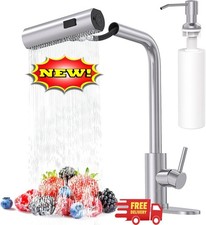 Grifo de cocina de n quel cepillado con rociador extra ble y dispensador de jab 