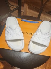 Louis Vuitton Pool Slides Waterfront Mules White Embossed Monogram Sandals