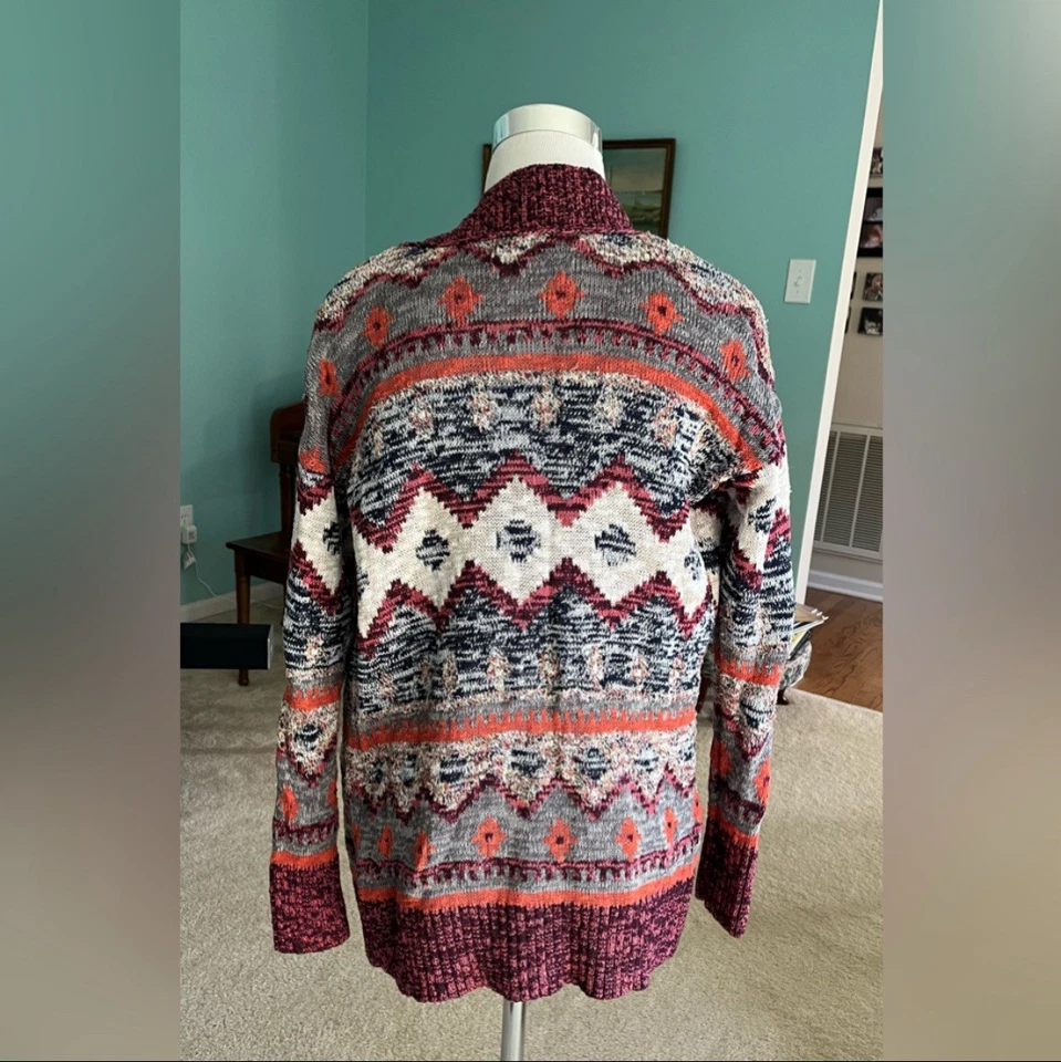 Mossimo 女式开襟阿兹特克针织开衫 - M 码 - 多色 - VGUC — 第 2/4 张图片