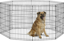 Folding Metal Dog Exercise Pen, Indoor/Outdoor Playpen with No Door, Provides 16