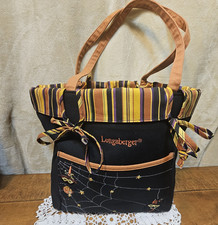 Retired Black Longaberger Autumn Stripe Halloween Spider On Web Purse
