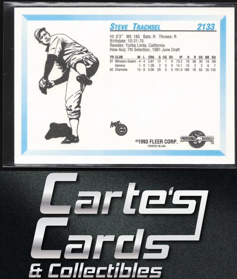 Steve Trachsel 1993 Fleer ProCards #2133 Iowa Cubs - Image 2 of 2