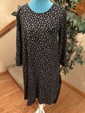 Gudrun Sjoden Black Polka Dot Organic Cotton Tunic Dress Long Sleeve Size S