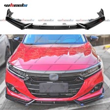 V Style 3pcs Gloss Black Front Bumper Lip Splitter For 2021-2022 Honda Accord