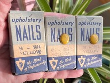 Vtg Yellow Upholstery Nails X3 Box s Mattatuck Mfg MCM Furniture Repair READ